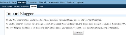 import from new blogger to wordpress