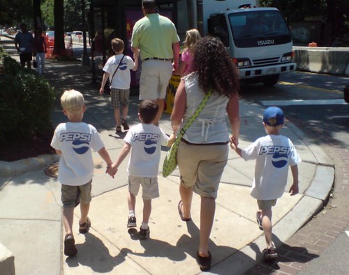 five pack of kids wearing Pepsi shirts in Washington DC