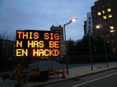 This sign has been hacked