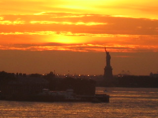 Susnset statue of Liberty