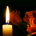 Candle and roses
