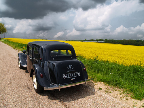 Citroen Traction in IledeFrance countryside