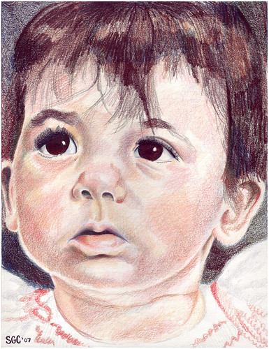 Colored pencil drawing entitled Clara at 10 Months