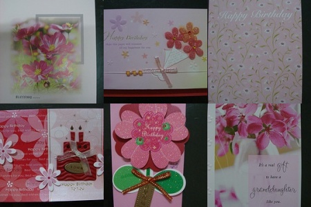 Birthday Cards . . . pink flowers galore