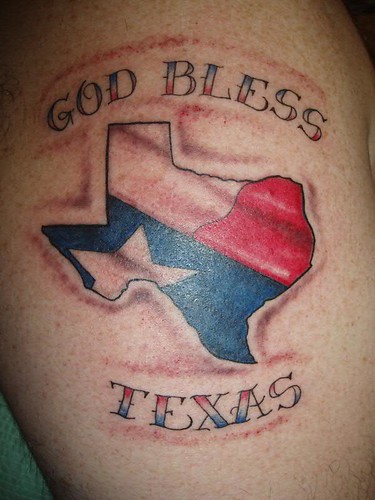 God Bless Texas Tattoo by Jon Poulson