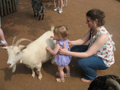 Meg Pets a Goat