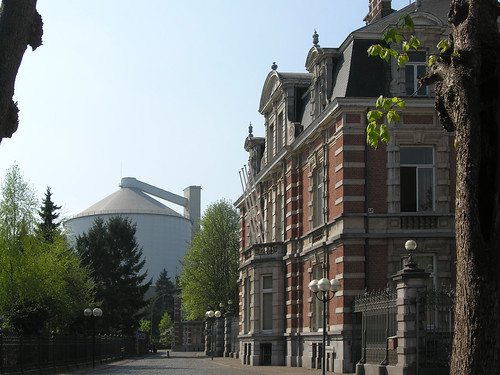 Moerbeke town hall and sugar factory, Belgium
