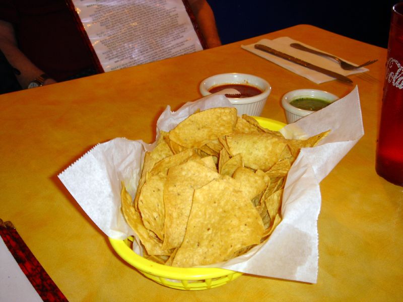 Chips with Green & Red Salsa