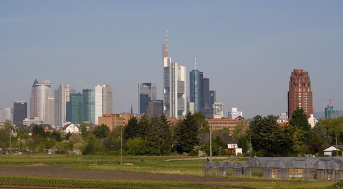 Die Skyline von Frankfurt aus Richtung Oberrad gesehen