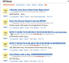 Digg home page, 1 May 2007