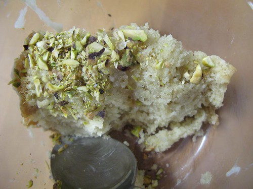 Leftover Coconut Cardamom Cake topped with Pistachios.jpg