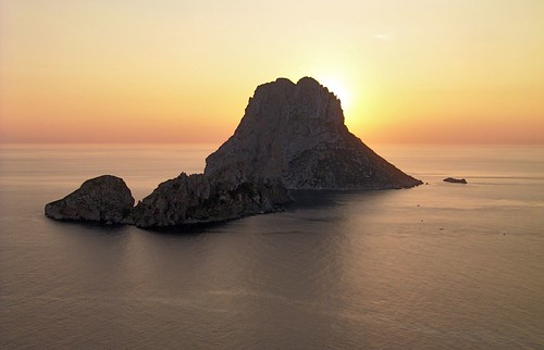 Ibiza sunset behind Es Vedrà islet