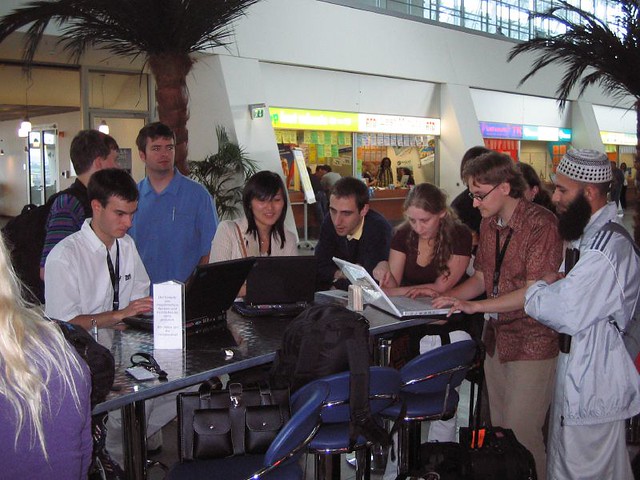 computer science students at the airport
