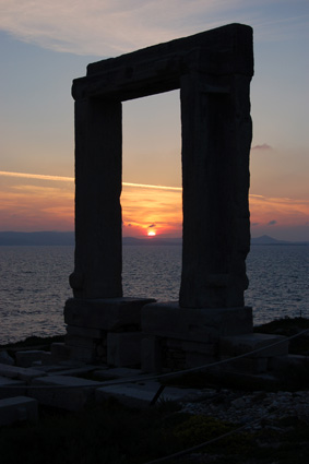 Naxos Apollo gate at sunset