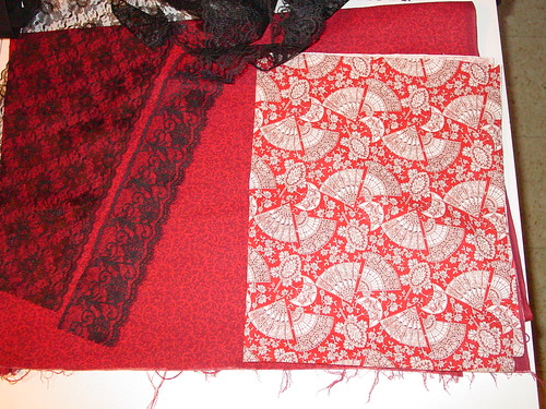 Fabric for  for red black & white NF dress