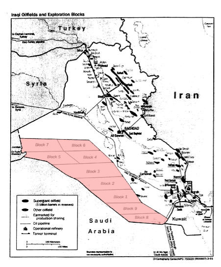 Cheney 2001 Iraq oil map