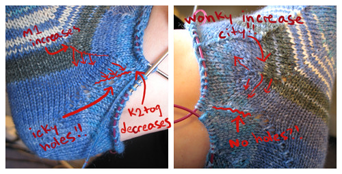 toe up sock heel with added gusset - with notes