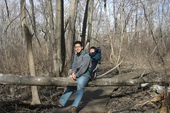 Daddy and me on a fallen tree