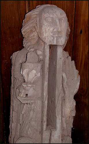 Angel with chalice and host. St Peter and St Paul's church, Griston, Norfolk. In the 1860s, the medieval hammerbeam roof of this church was replaced with a