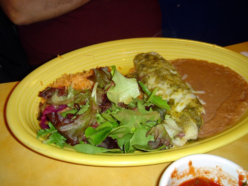 Chicken Tamale with Rice, Beans and Green Salad