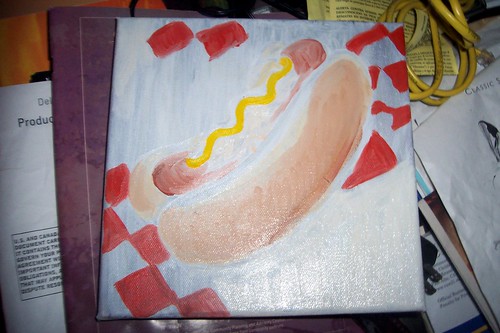 hot dog painting in progress