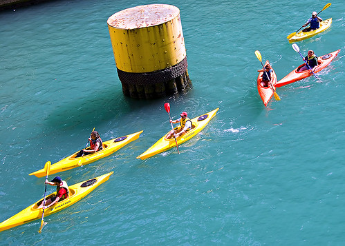 Kayaks on the river