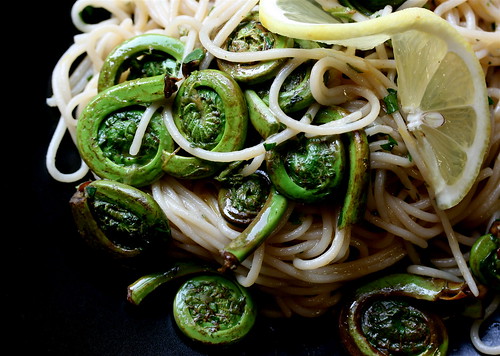 Herbed Lemon "Butter" Pasta with Fiddleheads