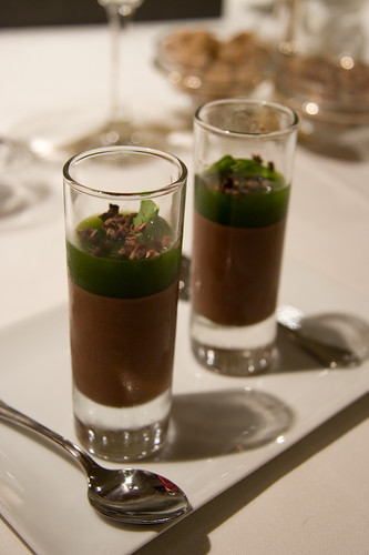 chocolate mousse and basil gelee
