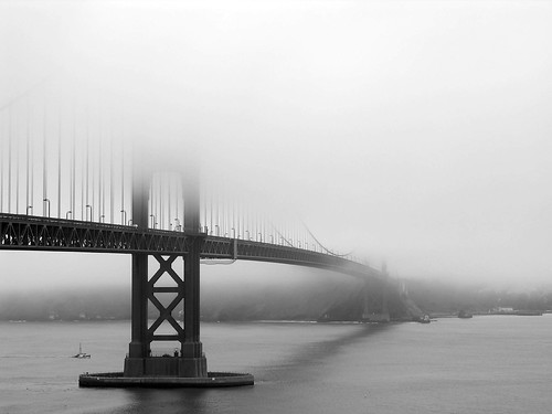 golden gate bridge fog. Golden Gate bridge against fog