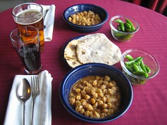 Moghlai Chanay,  sugar snow peas with cumin and thyme, and chapatis