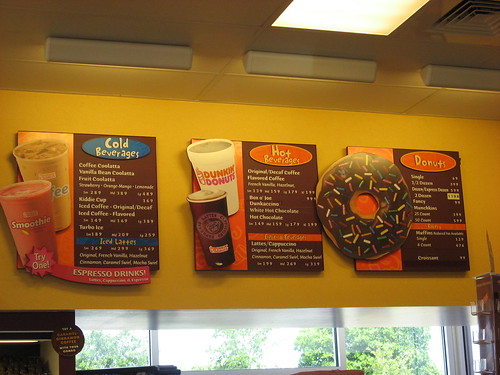 the dunkin' donuts menu