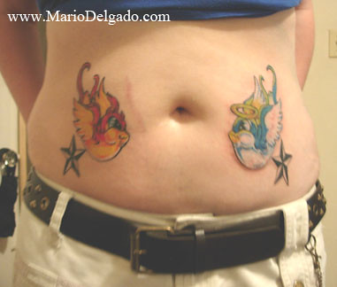 double star bird stomach tattoo design very best image