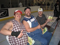Jarrod, Jason and Tim get ready for the roller derby rumble. (03/17/07)