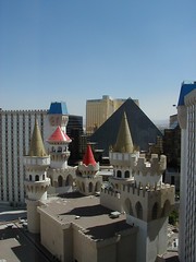 Excalibur with the Luxor and Mandalay Bay in the background