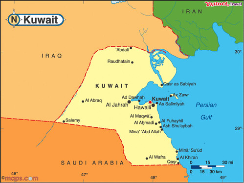 map of kuwait areas. Map of the State of Kuwait
