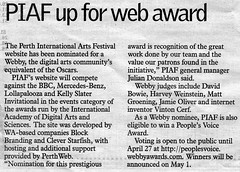 PIAF up for web award - The West Australian