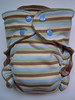 Ahoy! MEDIUM LONG Chez Ami Striped Knit/Velour Fitted Diaper with Flap-style Quick Dry Soaker
