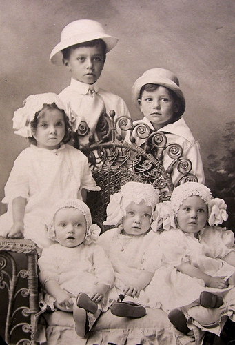 vintage studio portrait of boys and girls, 1916