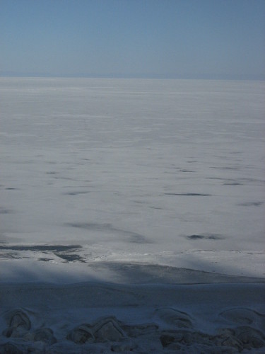 grey ice water, lake baikal