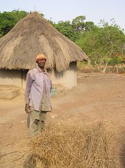Bancuma, our village chief going out to work in the fields