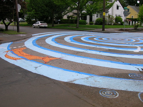 blue swirls in the intersection