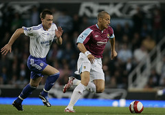 Bobby Zamora being chased by the Chelsea captain