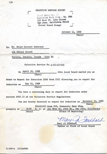 Selective Service Notice 1968