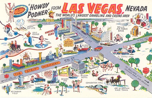 Vintage Cartoon Las Vegas Map by Twoleaf