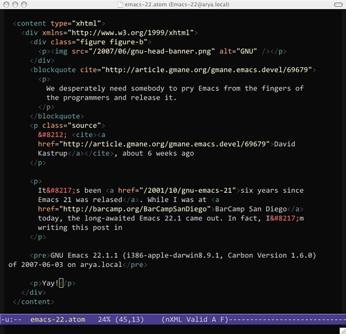 Screenshot of Emacs 22.1