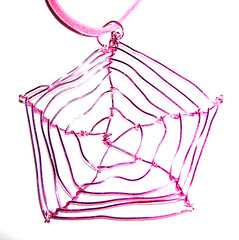Cobweb Pendant in pink wire with pink cord