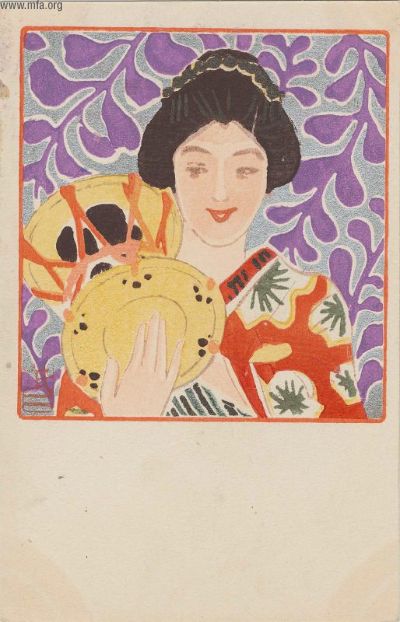 Fujishima Takeji, Maiko and Drum from the series Beautiful Women and Music (Bijin to onkyoku) 1905