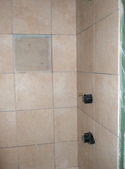 the shower rough-ins, tiled