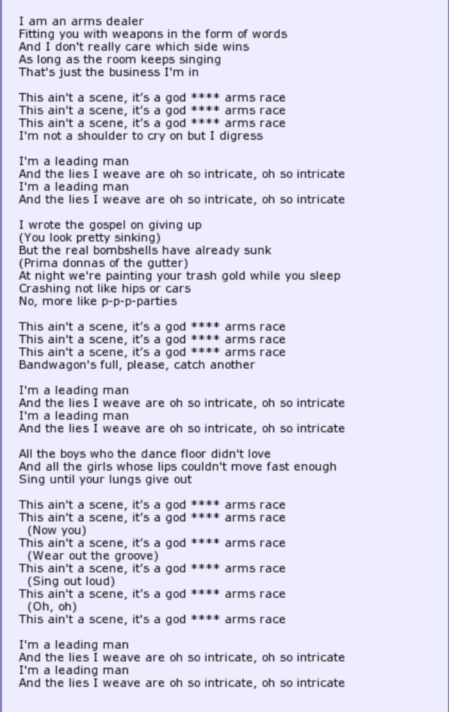 lyrics by fallout boy