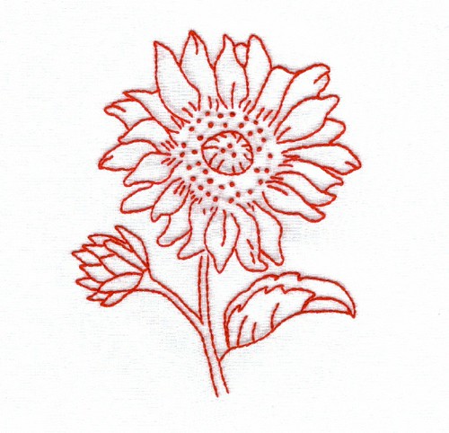 Redwork Sunflower